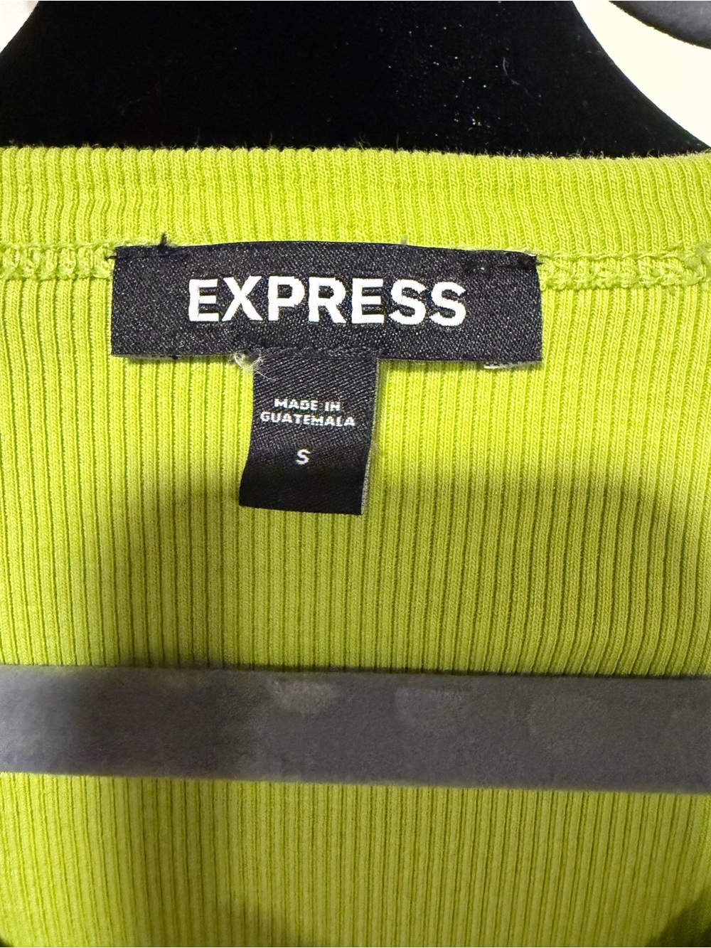 Express Lime Green Ruffle Sleeve Ribbed Bodysuit Size Small - Picture 2 of 3